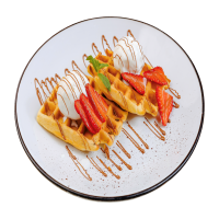 Бельгиялық вафли балмұздақпен / Бельгийские вафли с мороженым / Belgian waffles with ice cream