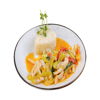 Көкіністер қосылған тауык еті / Курица с овощами / Chicken with vegetables